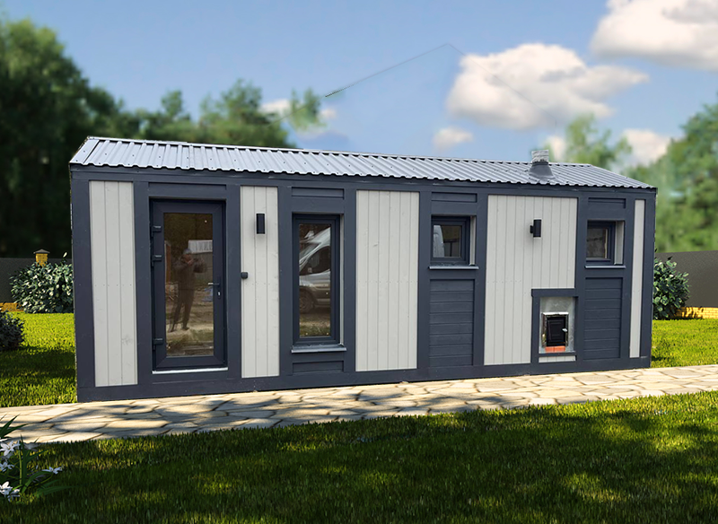 Готовая баня в стиле Барн-2 с топкой на улицу